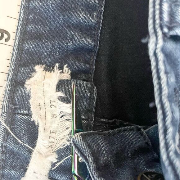 Free People Vegan Leather Trim Blue Skinny 5 Pocket Aquatic Blue Sz 27 - Picture 7 of 12